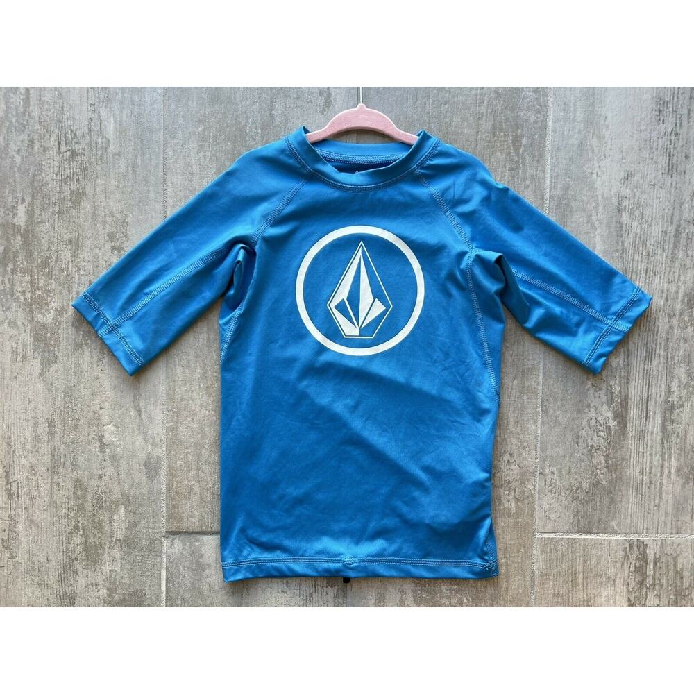 Volcom Kids Lido UPF 50 Short Sleeve Rashguard Toddler Blue Surf Small